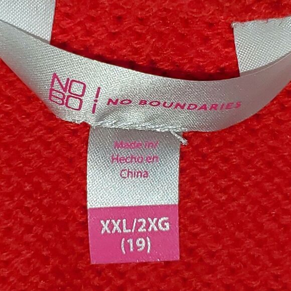 NOBO Christmas Sweater Women's XXL 19 Red Plaid Fleece Trim Hoodie Snowman - Picture 6 of 9